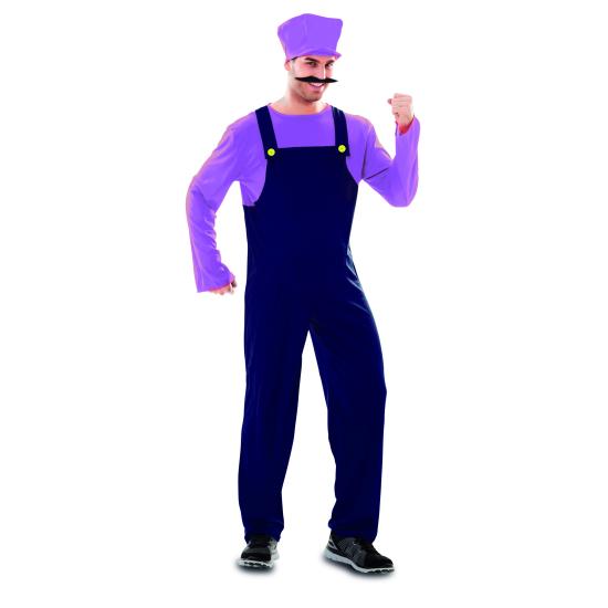 Fantasia de encanador adulto Mario Bros Waluigi Fantasia de encanador adulto Mario Bros Waluigi