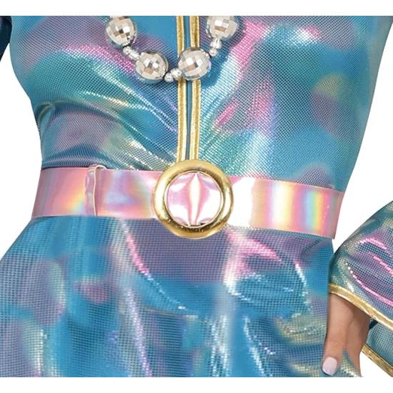 Fantasia de macacão azul discoteca para menina adulta