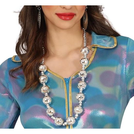 Fantasia de macacão azul discoteca para menina adulta