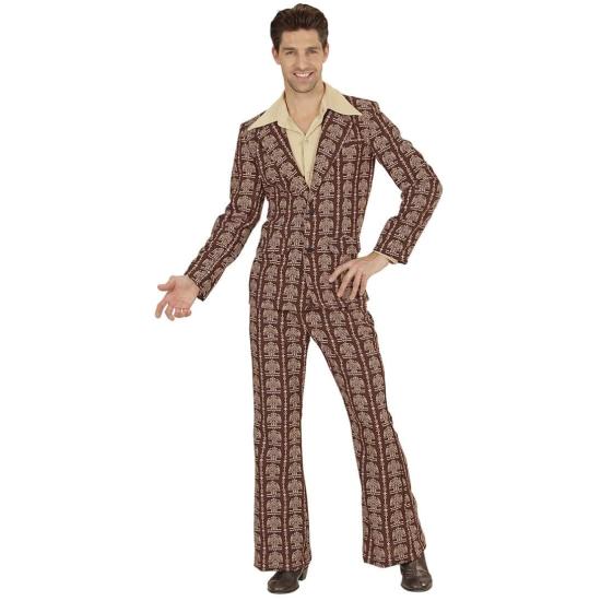 Fato de Chulo Disco dos anos 70 castanho para adulto