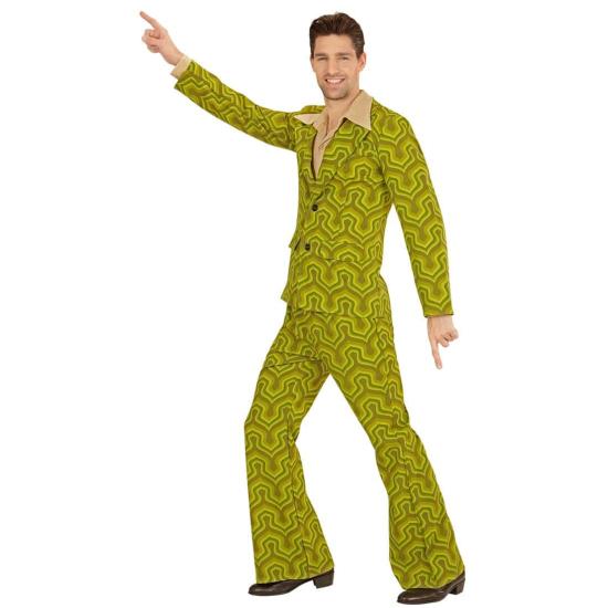 Fato de Disco Chulo verde anos 70 para adulto