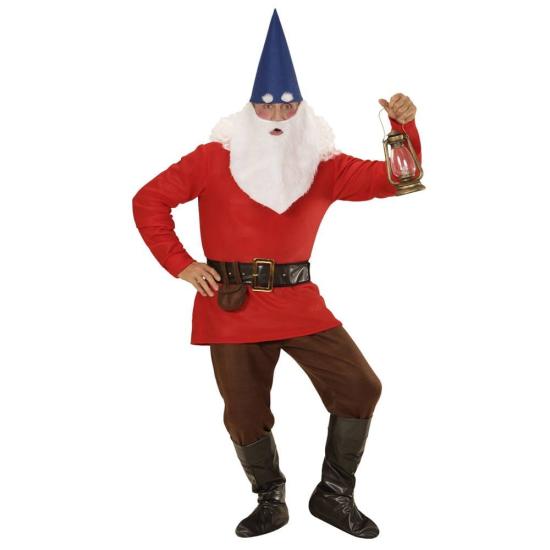 Fato de anão da floresta vermelha para adulto