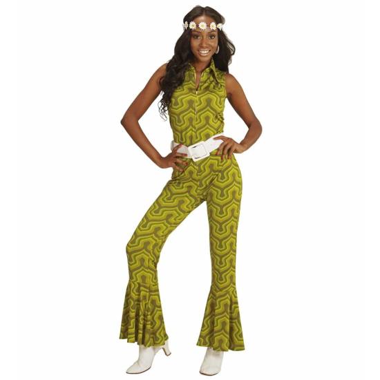 Macacão feminino Groovy fantasia anos 70 papel de parede adulto