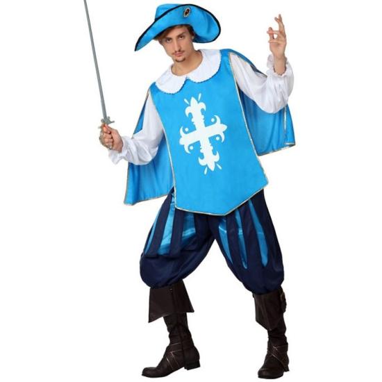 Fato de mosqueteiro azul para adulto