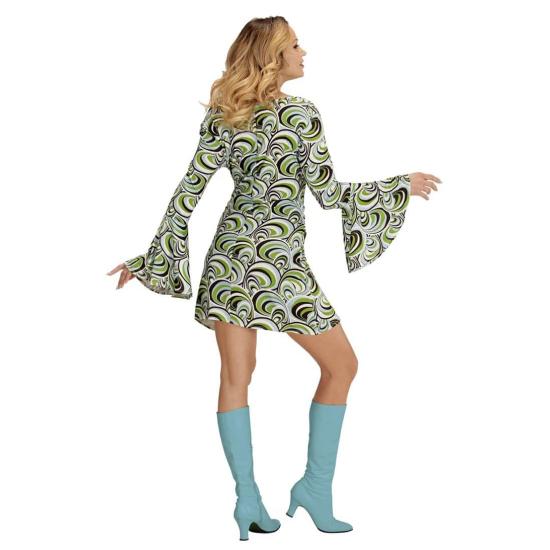 Traje feminino bacana das ondas dos anos 70.adulto