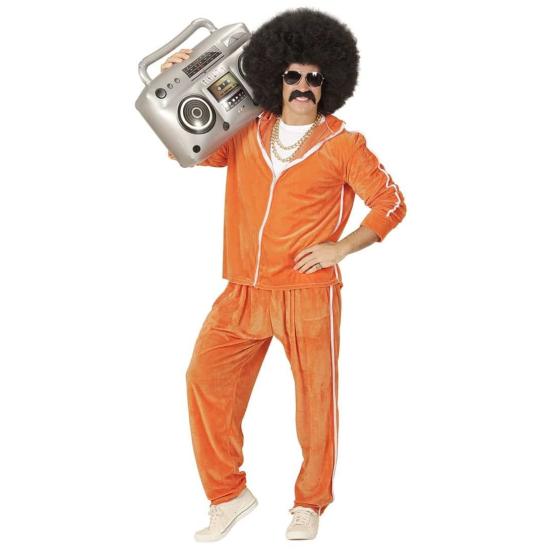 Fato de treino de veludo laranja dos anos 80 para adulto Fato de treino de veludo laranja dos anos 80 para adulto