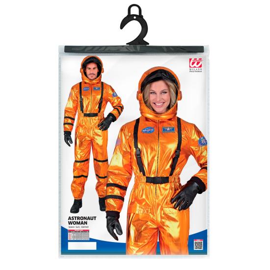 Fantasia de missão espacial laranja incrível para mulheres