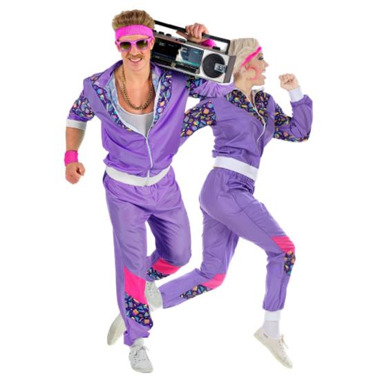 Fato de treino Purple Touch dos anos 80 para adulto Fato de treino Purple Touch dos anos 80 para adulto