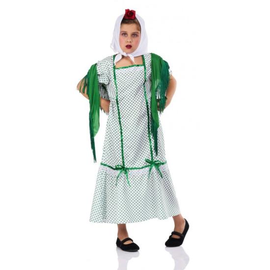 Fato de chulapa com xale verde tamanho menina Fato de chulapa com xale verde tamanho menina