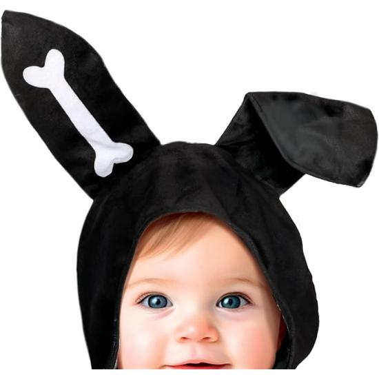 Fantasia de bebê esqueleto de coelho preto Fantasia de bebê esqueleto de coelho preto