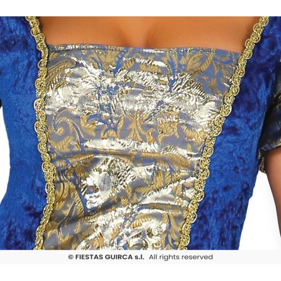 Traje de cortesã azul de época.