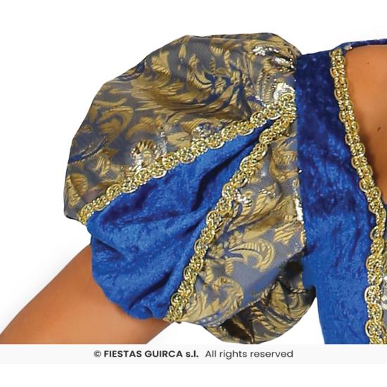 Traje de cortesã azul de época.