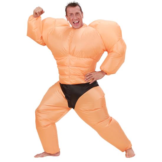 Fantasia inflável de fisiculturista, tamanho único.