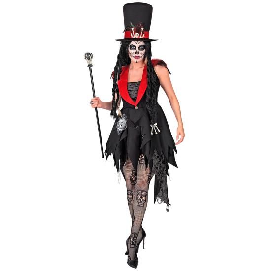 Fantasia de Dia dos Mortos para mulher – vestido e chapéu