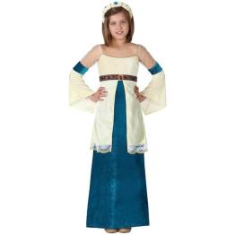 Fato de senhora medieval azul para menina