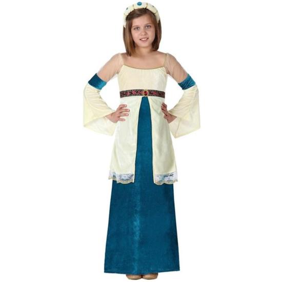 Fato de senhora medieval azul para menina