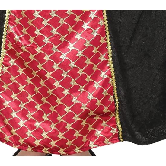 Fato de senhora medieval preto e vermelho para menina