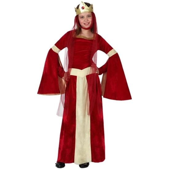 Fato de senhora medieval vermelha para menina