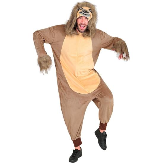 Fantasia de Bicho-Preguiça Adulto – Macacão de Pelúcia com Capuz
