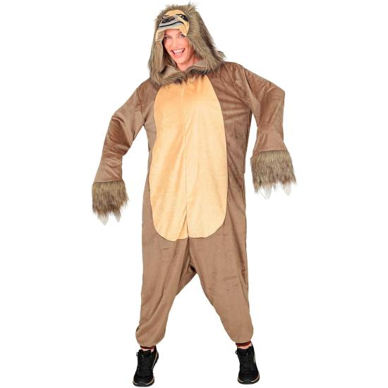 Fantasia de Bicho-Preguiça Adulto – Macacão de Pelúcia com Capuz