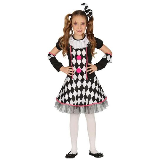 Fantasia de menina arlequim feliz Fantasia de menina arlequim feliz