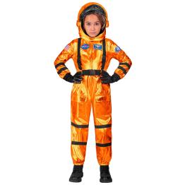 Fantasia de astronauta laranja para missão espacial, tamanho infantil unissex