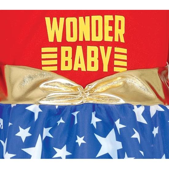 Fantasia Wonder Baby - Vestido Super Heroína Vermelho e Azul com Estrelas para Bebê ** Fantasia Wonder Baby - Vestido Super Heroína Vermelho e Azul com Estrelas para Bebê **