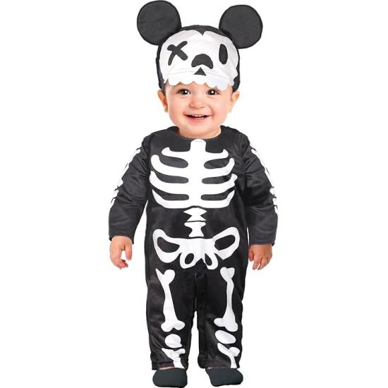 Fantasia de bebê esqueleto do Mickey Mouse com chapéu e macacão Fantasia de bebê esqueleto do Mickey Mouse com chapéu e macacão