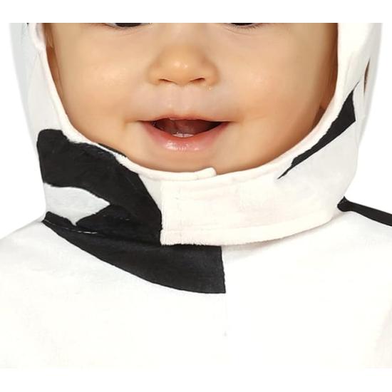 Fantasia de Vaca Bebê - Macacão com Capuz Preto e Branco para Bebê **