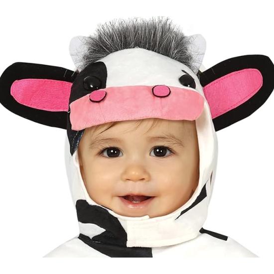 Fantasia de Vaca Bebê - Macacão com Capuz Preto e Branco para Bebê **