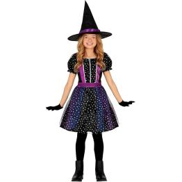 Fantasia de Bruxa Estrela Brilhante para Meninas (Chapéu + Vestido)