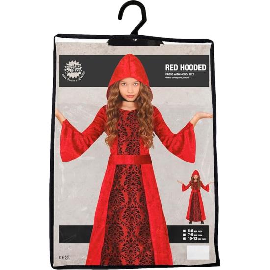 Fantasia de Bruxa Vermelha com Capuz para Meninas