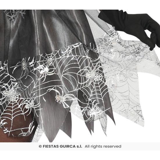 Fantasia de bruxa teia de aranha prateada – Vestido com chapéu – Fantasia de Halloween feminina