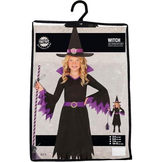 Fantasia de Bruxa Roxa para Meninas com Chapéu