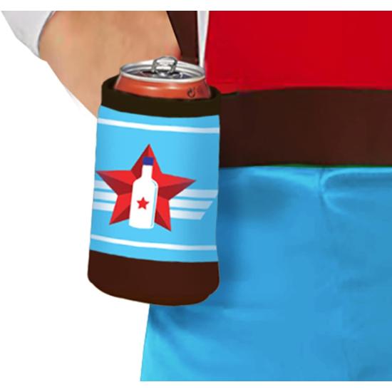 Fantasia de Capitão Vodka – Fantasia engraçada de super-herói muscular com suporte de cerveja para homens adultos