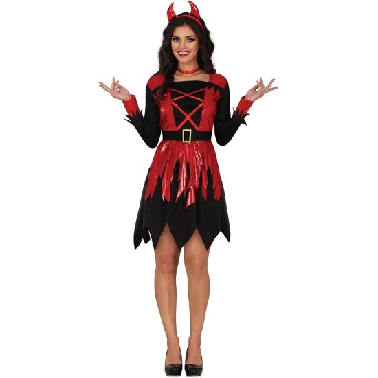 Fantasia de Diabo para Mulher - Inclui Faixa de Cabeça e Vestido