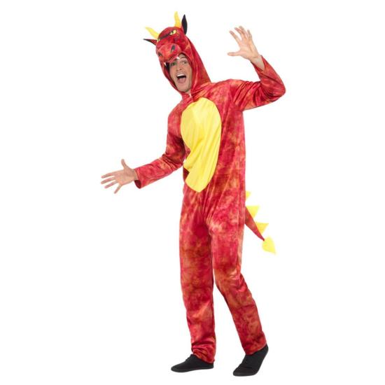 Fato de dragão vermelho para adulto