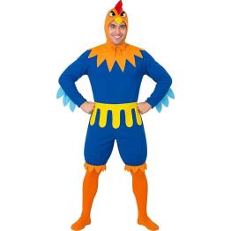 Fantasia de Galo Azul Adulto – Capuz, Cinto e Macacão