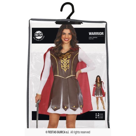 Traje de guerreira feminina com capa