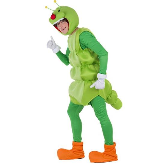 Fato de verme verde para adulto