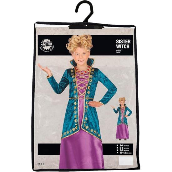 Fantasia de Bruxa Mágica para Meninas – Vestido Lilás e Turquesa