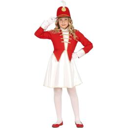 Fantasia de Majorette para Meninas - Roupa Infantil Vermelha, Branca e Dourada