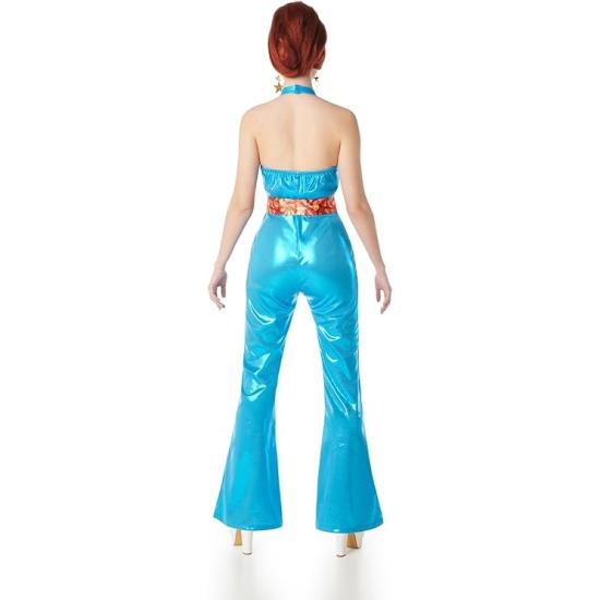 🕺 Fantasia Disco Azul Feminina Anos 70