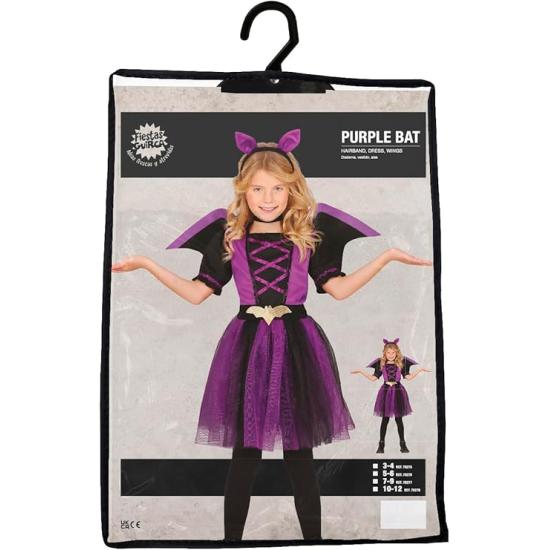 Fantasia de Morcego Lilás para Meninas - Fantasia de Morcego com Tiara de Morcego, Vestido de Tutu e Asas - Fantasias de Halloween para Meninas