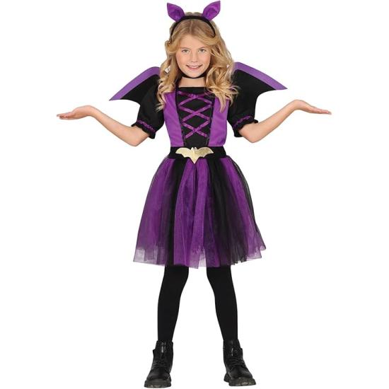 Fantasia de Morcego Lilás para Meninas - Fantasia de Morcego com Tiara de Morcego, Vestido de Tutu e Asas - Fantasias de Halloween para Meninas