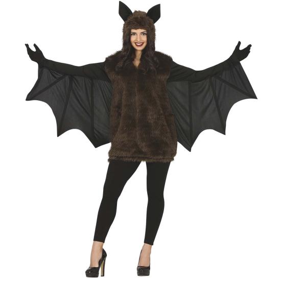 Fato de morcego peludo para mulher