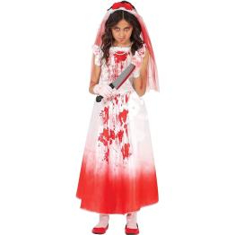 Fantasia de Noiva Sangrenta para Crianças com Véu e Vestido