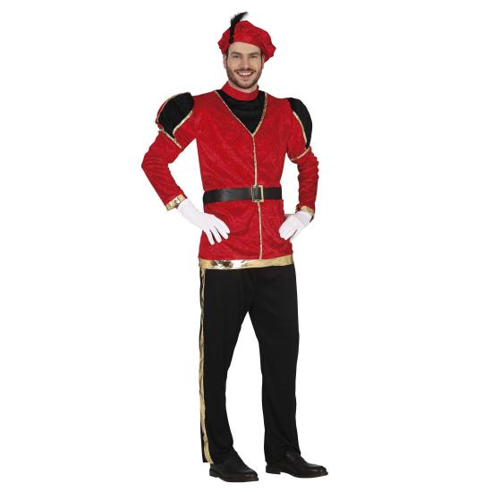 Fato de página real vermelha para adulto Fato de página real vermelha para adulto