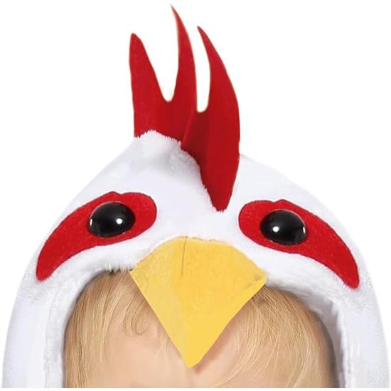 Fantasia de Frango para Bebê - Macacão com Capuz de Frango para Bebê Amarelo e Branco **