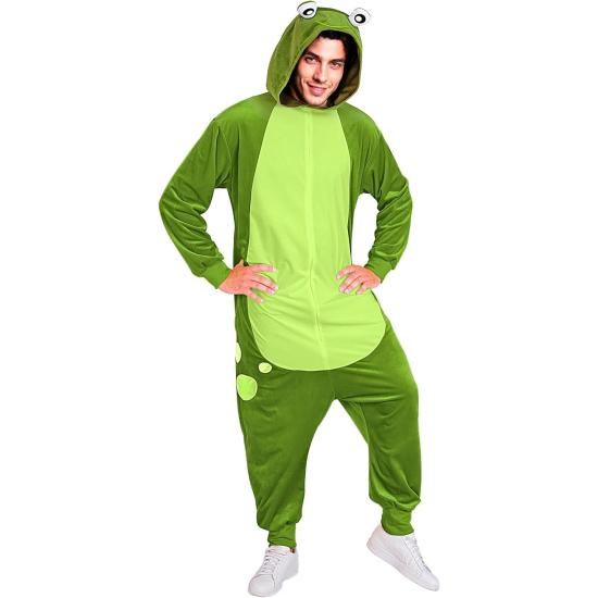Fantasia de Sapo Adulto – Macacão de Pelúcia Macia com Capuz